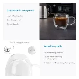 Intirilife 2x Doppelwandiges Thermo Glas Set in 200 - 250ml – Mundgeblasen isoliert für Latte Macchiato, als Teeglas oder Kaffeeglas