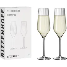 Ritzenhoff & Breker RITZENHOFF Champagnerglas Sternschliff 2, 2 Stück mit Relieflinie - Made in Germany