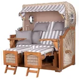 Mr. Deko bene living Strandkorb Komplettset Ammersee Grande XL Teak PE shell Modell 513 inkl. Liftersystem