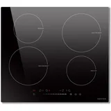 NOXTON Flex-Induktions-Kochfeld Einbau Induktionskochfeld 60 cm mit Booster, 7000W, Autarkes Induktionskochfeld 4 Platten Enibau, mit Touch-Bedienung, 9 Heizstufen, Timer, Kindersicherung schwarz