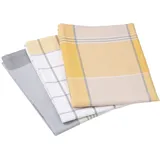 Gözze Geschirrtücher 3er Set KITCHEN, Gelb - Weiß - Baumwolle, - 50 x 70 cm