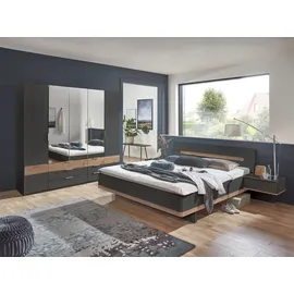 WIMEX Komplettschlafzimmer "Gibraltar", grau (graphit, absetzung artisan eiche nachbildung), B/H: 180cm x 200cm, Holzwerkstoff, Schlafzimmermöbel-Sets