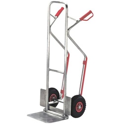 ROLLCART Alu-Stapelkarre mit Luftbereifung silber, 57x130x64 cm