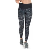 Formbelt Damen lange Laufhose-Hoher Bund. Atmungsaktiv. mit Handytasche-Camouflage dark camouflagefarben|SCHWARZ XS
