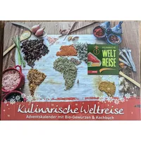 Kulinarische Weltreise Adventskalender mit Bio-Gewürzen & Kochbuch, 24 exotische Gewürze