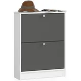 Akord Schuhschrank 60 x 80 x 20 cm 2 Schuhkipper Weiß/Grau