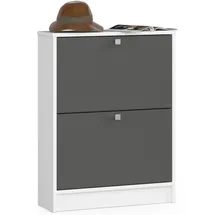 Akord Schuhschrank 60 x 80 x 20 cm 2 Schuhkipper Weiß/Grau