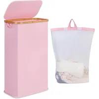 luxuskollektion Wäschekorb Deckel Wäschesammler Bambus faltbar 75L mit Deckel Rosa