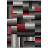Mazovia Designteppich Modern Teppich Kurzflor Wohnzimmerteppich Robust und pflegeleicht GRAU, 160 x 230 cm, Fußbodenheizung, Allergiker geeignet, Farbecht, Pflegeleicht grau|rot 160 x 230 cm