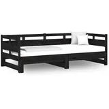 vidaXL Tagesbett Ausziehbar Schwarz Massivholz Kiefer 2x(80x200) cm
