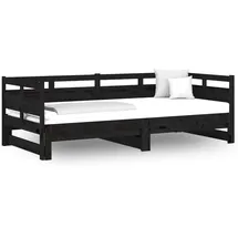 vidaXL Tagesbett Ausziehbar Schwarz Massivholz Kiefer 2x(80x200) cm