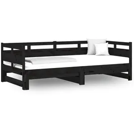 vidaXL Tagesbett Ausziehbar Schwarz Massivholz Kiefer 2x(80x200) cm
