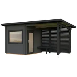 Palmako Sauna Sanna 490 x 210 cm Lackiert Grau-Anthrazit FSC®