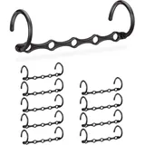 Relaxdays Raumsparbügel, 10er Set, Hakenorganizer für 5 Kleiderbügel, waagerecht & senkrecht aufhängbar, 37 cm, schwarz,