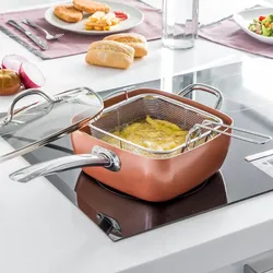 InnovaGoods Coppans 5 in 1 Multifunktionspfannenset, 4 Stücke – Vielseitigkeit in stilvollem Kupfer