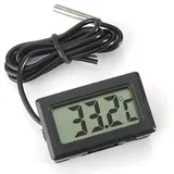 ARCELI Digital LCD Thermometer Temperaturüberwachung mit externer Sonde für Kühlschrank Gefrierschrank Kühlschrank Aquarium - schwarz