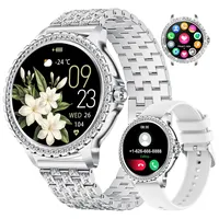 LIGE Smartwatch Damen Bluetooth Anrufe für Android iOS 1,32" HD Full Touch Screen Frauen Fitnessuhr Silber Diamant Edelstahl,Herzfrequenz,Schlaf Monitor,Schrittzähler, Kalorien,100+ Sport Mode