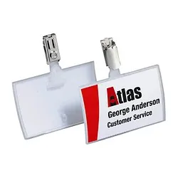 25 DURABLE Click Fold Namensschilder mit Clip 9,0 x 5,4 cm
