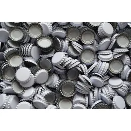 Dekohelden24 1000 Kronkorken, Kronkorken, Metall - Kronkorken, Kronkorken zum selber abfüllen, Kronkorken für Standardflaschen, lebensmittelecht, in weiß.