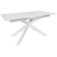 Weißer Esszimmer Tisch aus Glas und Stahl ausziehbar