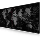 LL-COEUR Weltkarte Große Mousepad mit Vernähte Kanten 1400x700x3mm Erweitertes Mauspad Tastaturunterlage Large Tischunterlage mit rutschfeste Gummibasis XXXL