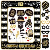 18 Geburtstag Fotobox Accessoires 34 Stück Fotorequisiten und 1 Stück Fotorahmen aufblasbar Foto Booth 18. Geburtstag