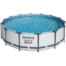 BESTWAY Steel Pro Max Frame Pool Set 427 x 107 cm lichtgrau inkl. Filterpumpe + Zubehör