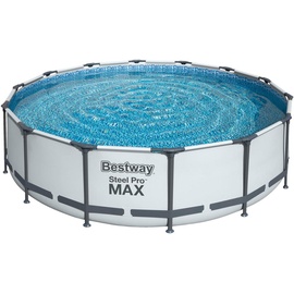 BESTWAY Steel Pro Max Frame Pool Set 427 x 107 cm lichtgrau inkl. Filterpumpe + Zubehör