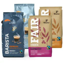 Tchibo - Fairtrade Probierset - 4 x 1 kg Ganze Bohne