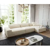 DeLife Ecksofa Sirpio XL 370x170 cm Plüschcord Beige Recamiere variabel