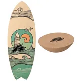 F2 Balanceboard F2 Set Balance Board Surfer 76x28cm mit Kork Halbkugel