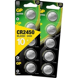 GP CR2450 3V - 10er-Pack Lithium-Knopfzellen, reines Lithium, höhere Leistung und Lebensdauer, Quecksilberfrei