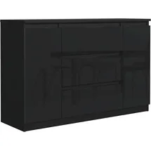 meble masztalerz Kommode 120 cm Breit - Modernes Sideboard - Highboard mit 3 Schubladen - Schubladenschrank - Kommodenschrank für Wohnzimmer, Flur, Schlafzimmer - Schwarz 120x78,2x39 cm