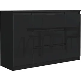 meble masztalerz Kommode 120 cm Breit - Modernes Sideboard - Highboard mit 3 Schubladen - Schubladenschrank - Kommodenschrank für Wohnzimmer, Flur, Schlafzimmer - Schwarz 120x78,2x39 cm