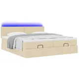 vidaXL Ottoman-Bett mit Matratzen Creme 200x200 cm Stoff