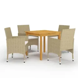 vidaXL Garten-Essgruppe : Farbe - Beige, Größe - 5-tlg.
