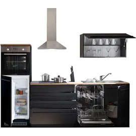 BASIC by Balculina Yourkitchen Küchenblock 260 cm, wahlweise mit E-Geräten, schwarz