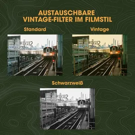 camp snap CS-V105 – Retro Digitalkamera im Vintage-Look, mit Vintage-Fotoeffekten, ohne Display, 8MP, USB-C, SD-Slot, schwarz