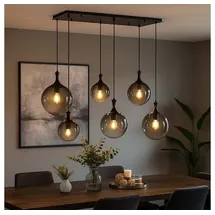 GLOBO Hängelampe Esstischlampe Pendelleuchte Rauchglas Wohnzimmerlampe 6 Flammig 141cm