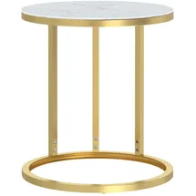 vidaXL Beistelltisch Golden und Weiße Marmor-Optik 45 cm Hartglas