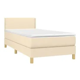 vidaXL Boxspringbett mit Matratze & LED Creme 100x200 cm Stoff