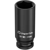 TIWINTUL 1/2 Zoll Schlagschrauber Nüsse 24 mm, CR-MO, 6 Kant Vielzahn Nuss Tief Schlagschrauber, Achsmuttern-Steckschlüssel für Autoreparatur, Zum einfachen Entfernen