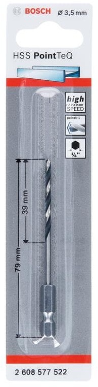 Bosch HSS PointTeQ HEX Metallbohrer DIN338 3,5mm, 1er VE, 2608577522