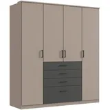 WIMEX Drehtürenschrank Cottbus 180 x 199 x 58 cm Grau/Weiß