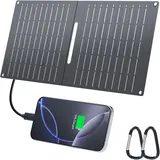 Ecosonique 15W Solar Ladegerät für Handy, IP67 Wasserdicht Faltbar Solarpanel für Handy,mit USB-A/USB-C für Camping Backpacking Kompatibel mit Handy, iPhone, Samsung Galaxy, Google Pixel, LG