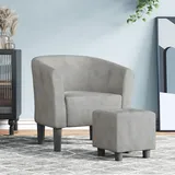 vidaXL Clubsessel mit Fußhocker Samt 70 x 75 x 70 cm Hellgrau