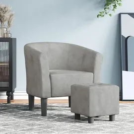 vidaXL Clubsessel mit Fußhocker Samt 70 x 75 x 70 cm Hellgrau