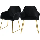 ML-Design 2er Set Esszimmerstühle Wohnzimmerstühle Küchenstuhl Polsterstuhl Schwarz