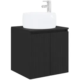 vidaXL Wandmontierte Waschtisch Schwarz 49,5 x 44,5 x 66 cm