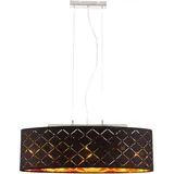 ETC Shop Deckenleuchte hängend schwarz gold Esszimmerlampe Hängelampe Esstisch, 3 Flammig orientalisch, Metall Textil, 3x LED 7W 806Lm 2700K, LxBxH 65x25x140 cm